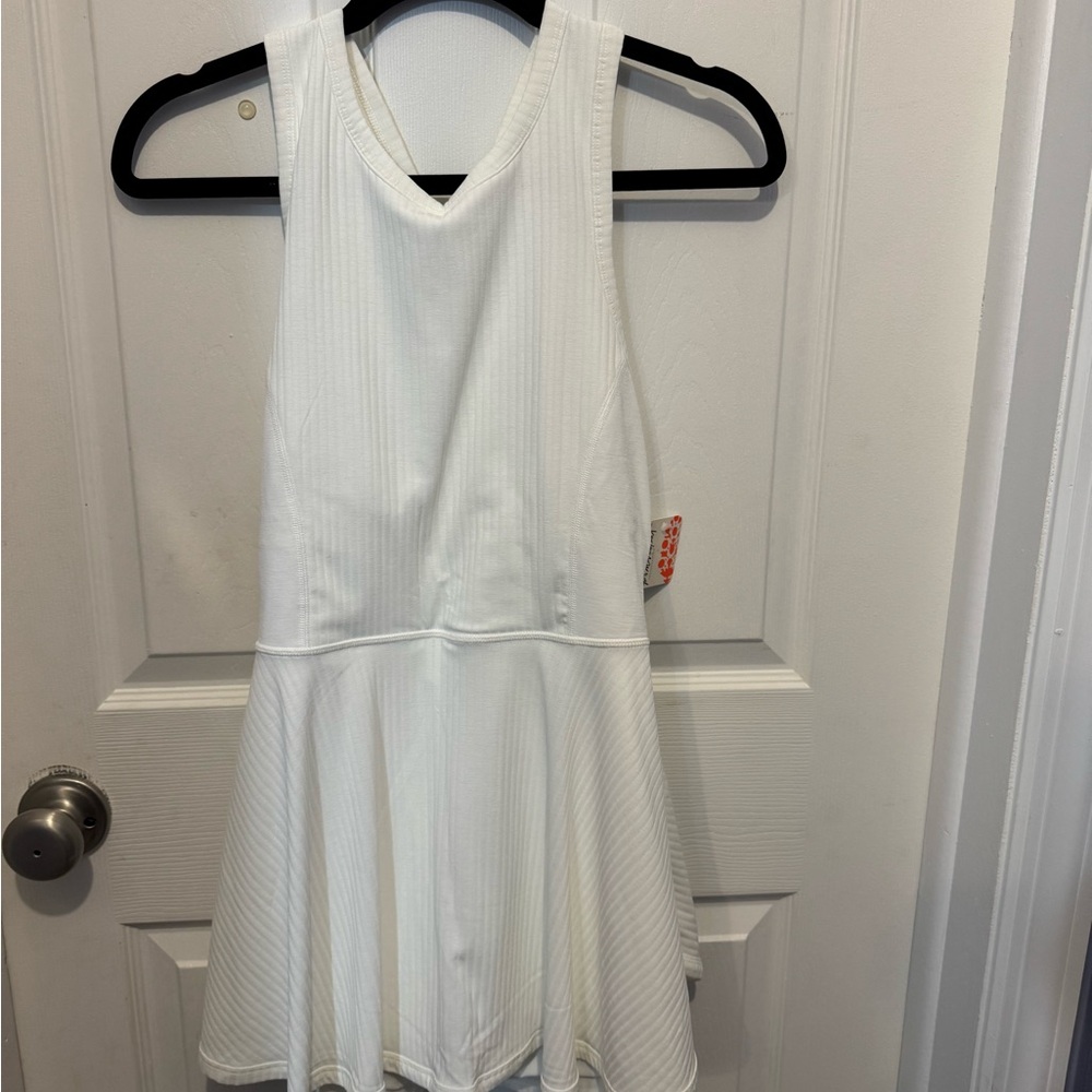 Free People White V-Neck Workout Dress